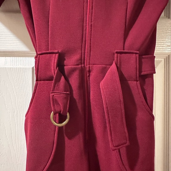 Women's Burgundy Jumpsuit - Picture 6 of 8